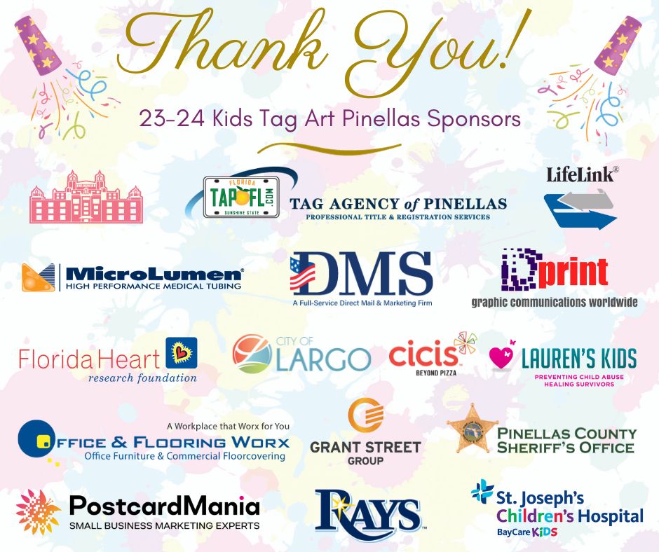 Thank you to Kids Tag Art Sponsors with Sponsor Logos
